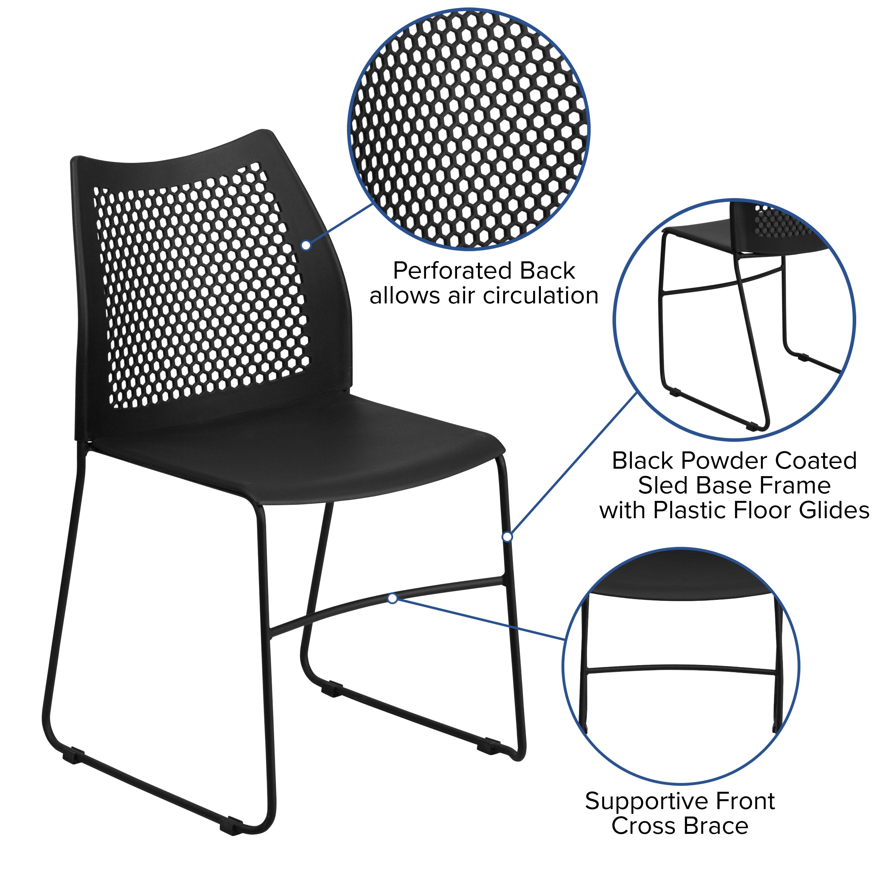 FLASH HERCULES Series Stack Chair 300 kg Capacity Air-Vent Back